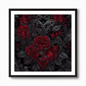Dark Red Roses - Gothic inspired Art Print