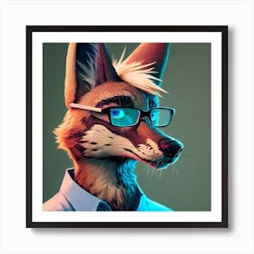 Fox With blue shirt Art Print