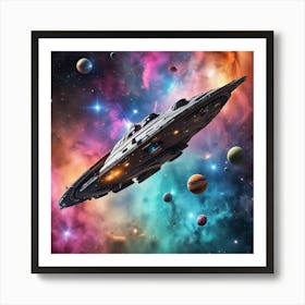 Spaceship In Space 1 Art Print