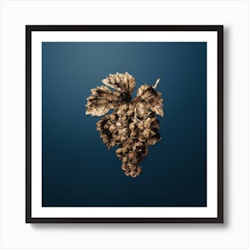 Gold Botanical Grape Vine on Dusk Blue n.3806 Art Print