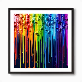 Rainbow Paint Drips Art Print