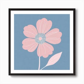 A White And Pink Flower In Minimalist Style Square Composition 595 Art Print