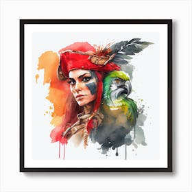 Watercolor Pirate Woman #2 Art Print