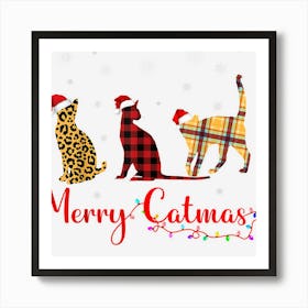 Siamese Merry Christmas Plaid Leopard Merry Catmas Art Print