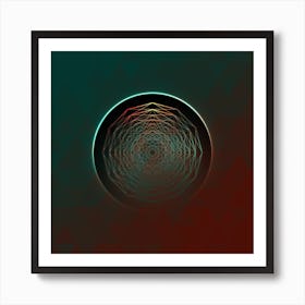 Geometric Neon Glyph on Jewel Tone Triangle Pattern 391 Art Print