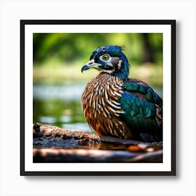 Nut Sharpened Hawk Walnut Feather Brown Drake Blurred Park Peacock Avian Green Duck Pea (2) Art Print