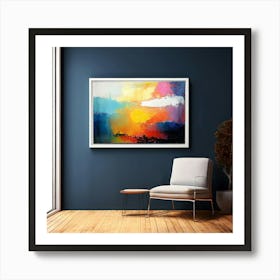 Mock Up Canvas Framed Art Gallery Wall Mounted Textured Print Abstract Landscape Portrait (10) Affiche