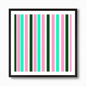 Pink And Green Stripes Art Print