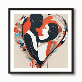 Wall art couple 'Love'Abstrait Art Print