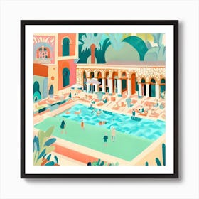 Romantic summer in pool Art Print