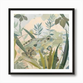 Tropical Frogs Pastel Illustration 4 Art Print