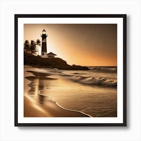 Lighthouse At Sunset 31 Art Print