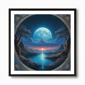 619428 Super Blue Moon Anchoring A Subtle Landscape In A Xl 1024 V1 0 Art Print