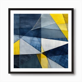 Blue And Yellow Abstract Painting Art Print