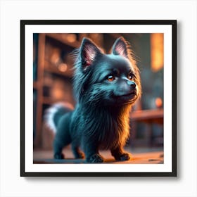 Black Pomeranian Dog Art Print