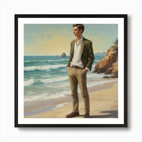 Man On The Beach Art Print