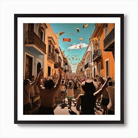 Kites In The Street while dancing in Old San Juan Art Print