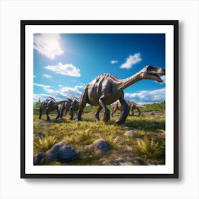 Dinosaurs In The Grass Art Print