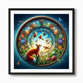 Fox In A Window Art Print