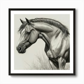 Horse In The Grass Art Print