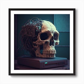 Myeera Human Skull Mixed With An Old Computer In A Retro Futuri 6c15e29c 89d0 400a 89b3 Afdfbba40e77 Art Print