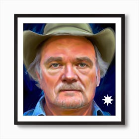 Portrait Of A Man In A Cowboy Hat Art Print