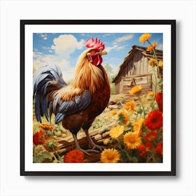 Rooster In The Field 5 Art Print