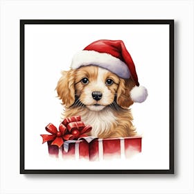 Puppy In Santa Hat 3 Poster