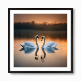 Two Swans In Love Art Print