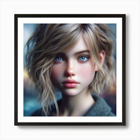 Portrait Of A Girl With Blue Eyes 3 Art Print