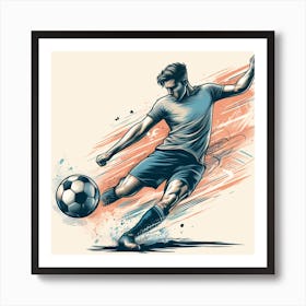 football player brush art Art Print