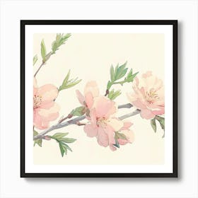 Watercolor Cherry Blossoms Art Print