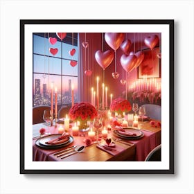 Valentine'S Day Table Setting Art Print