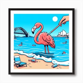 Sydney Flamingo Art Print