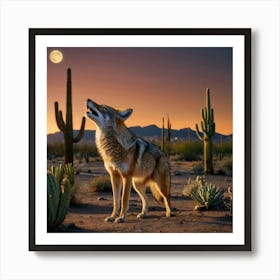 Coyote At Sunset Art Print