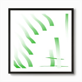 Green Brush Strokes Art Print