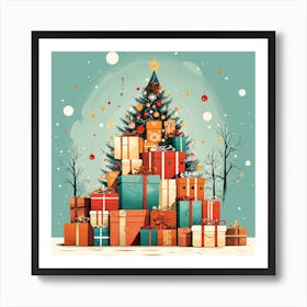 Christmas Tree With Gifts 1 Art Print