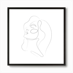 Portrait Of A Woman Continuous line drawing of a woman, Scandinavian wall art, fine art print. 5 Art Print