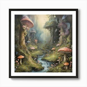 Forest Of Mushrooms 1 Art Print