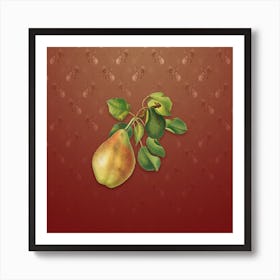 Vintage Pear Botanical on Falu Red Pattern n.1293 Art Print