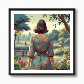 Girl In The Garden Art Print