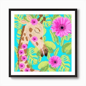 Sweet Giraffe Square Art Print