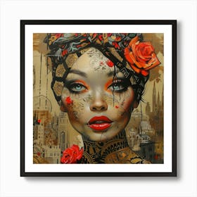 'The Girl With Roses' Art Print