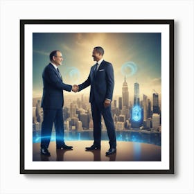 Two Middle-aged Businessmen Of Diverse Ethnicities Art Print