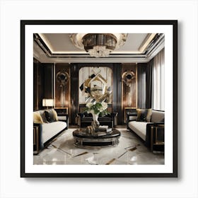 Black And Gold Living Room 4 Art Print