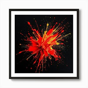 Abstract Paint Splash On Black Background Art Print