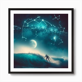 Surfering under the Zodiac Art Print