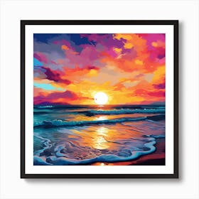 Sunset On The Beach 17 Art Print