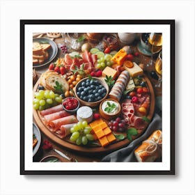Cheese Platter With Fruits And Cheeses Art Print
