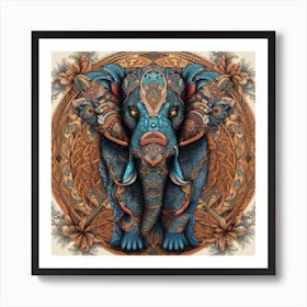 Elephant In A Circle Art Print